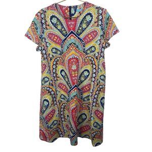 J.‎ Mcglaughlin Catalina Cloth Printed Paisley Shift Dress Size L